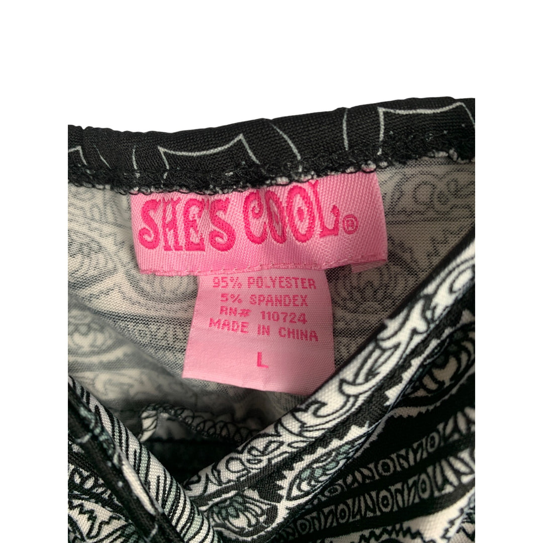 Black & White Sleeveless Maxi Dress By Shes Cool Size L Polyester & Spandex Floral Pattern