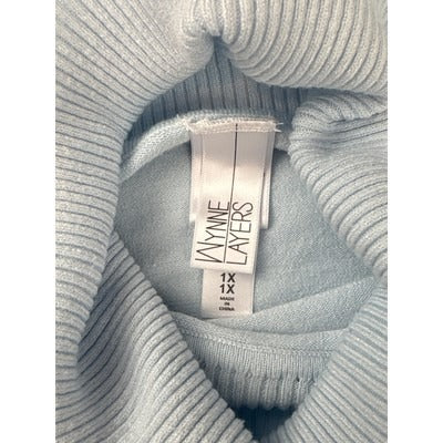Women’s Wynne Layers Size 1X Baby Blue Long Sleeved Turtleneck.