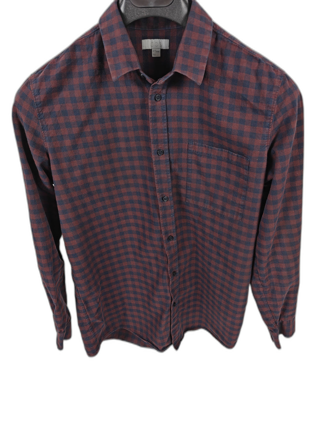 Mens COS Flannel Shirt Red Navy Size M