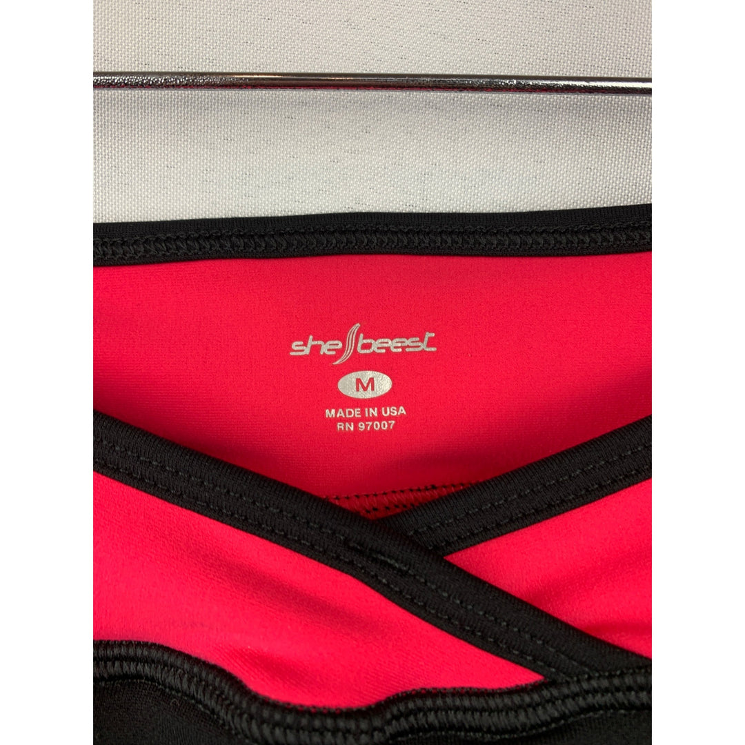 Women’s She Beest Black Hot Pink Bike Skorts Size M