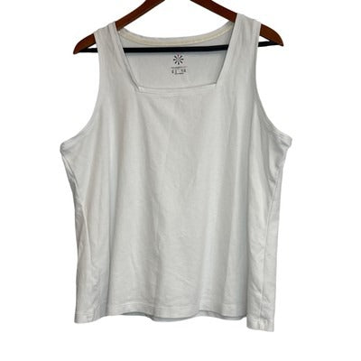 Isaac Mizrahi Live Essentials Womens White Cotton Tank Top XL