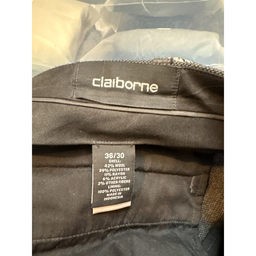 Claiborne Mens Gray Wool-Blend Trousers Size 36/30