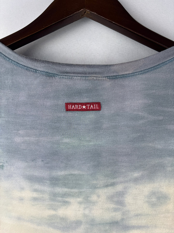 Women’s Hard Tail Forever Small Cream &amp; Gray Tie-Dye T-Shirt