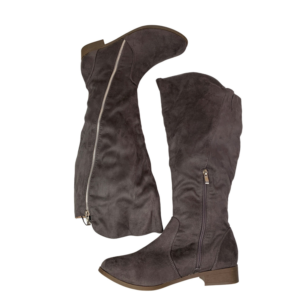 Women’s JG Brown Gray Low Heel Knee High Boot Size 10