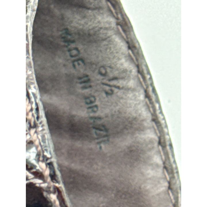 Diego Di Lucca Womens Brown Croc-Embossed Leather Slide Sandals 6.5 Made In Brazil