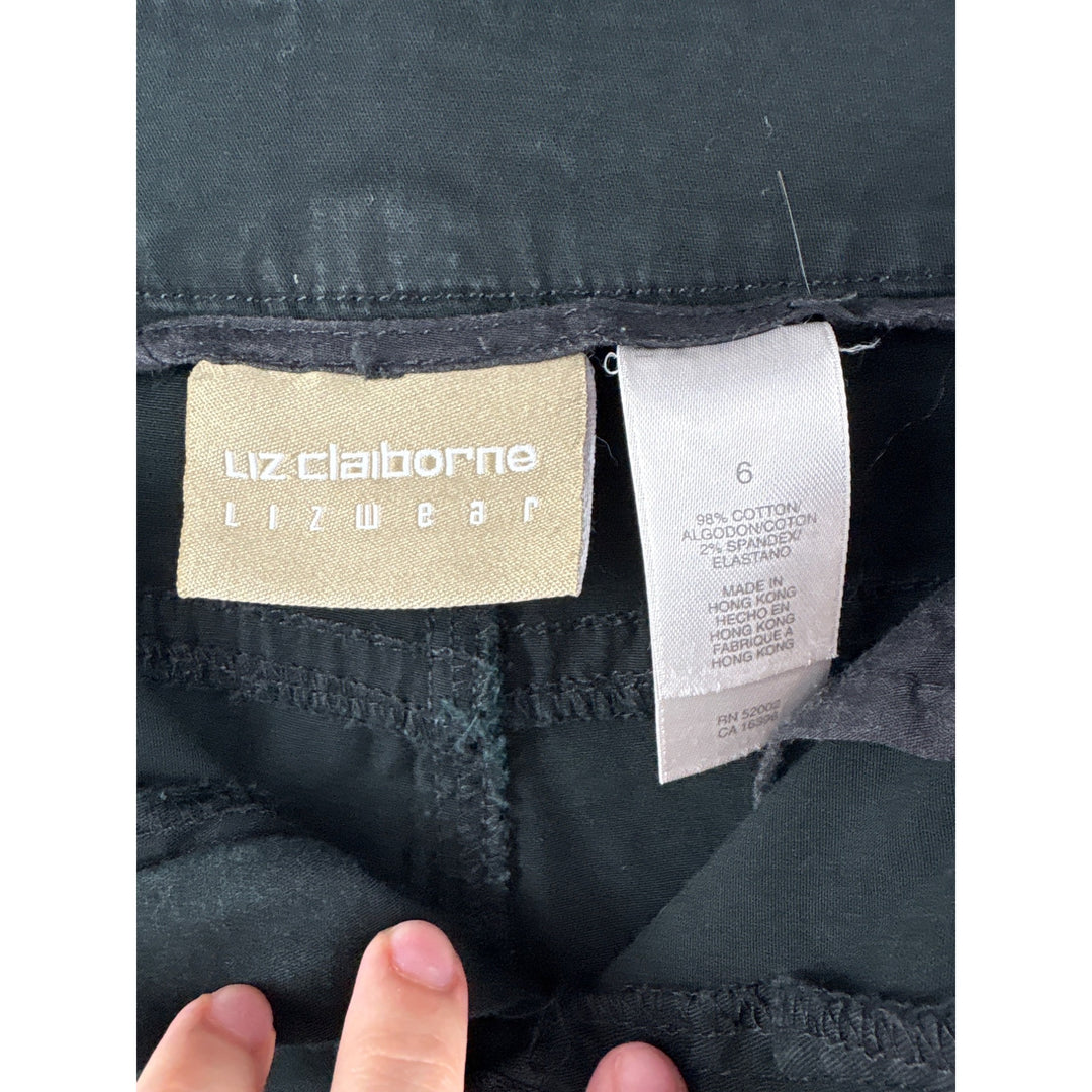 Liz Claiborne Womens Black Wide-Leg Pants Size 6 98% Cotton & 2% Spandex