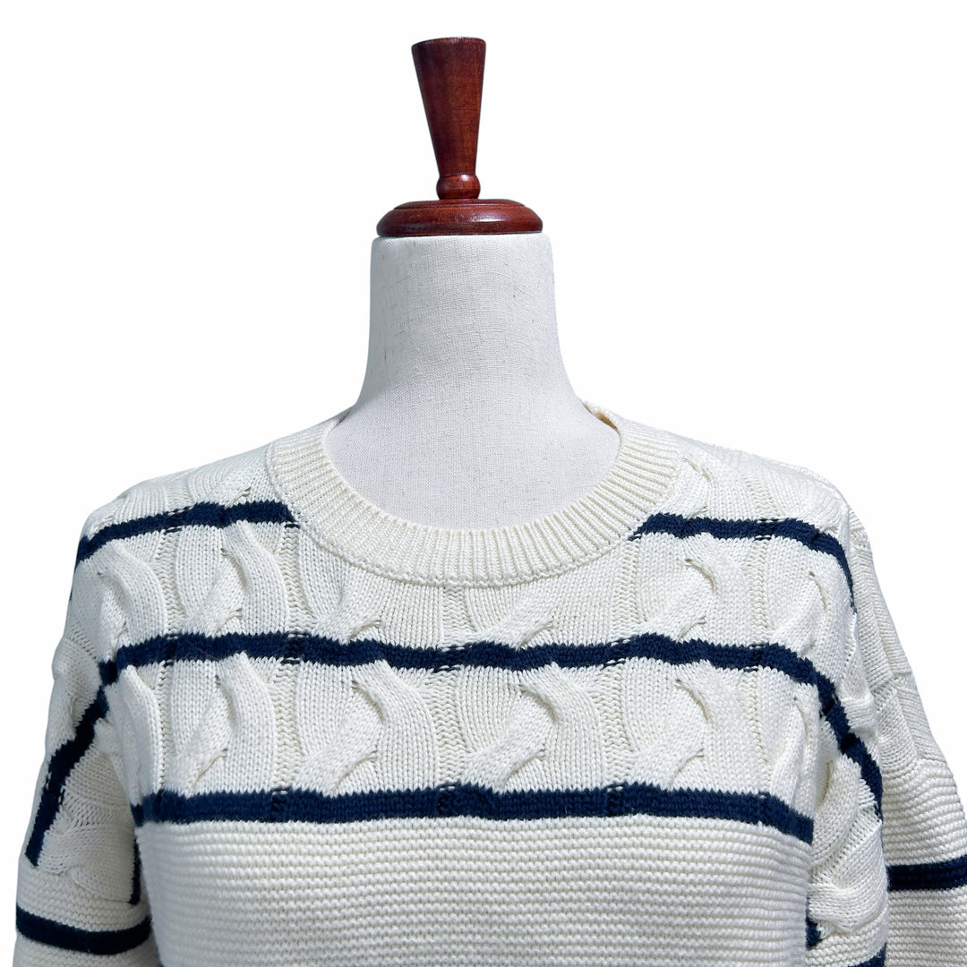 Vineyard Vines Women's Small Striped Fisherman Crew Sweater in Marshmallow Nautical