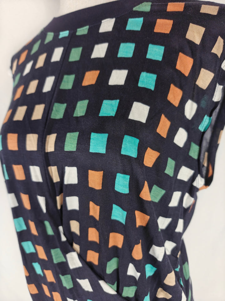 Womens Hugo Boss Geometric Print Top Navy Multicolor
