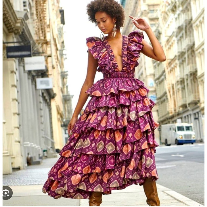 NEW Ulla Johnson Viola Printed Ruffled Midi Dress NWOT - Size 0