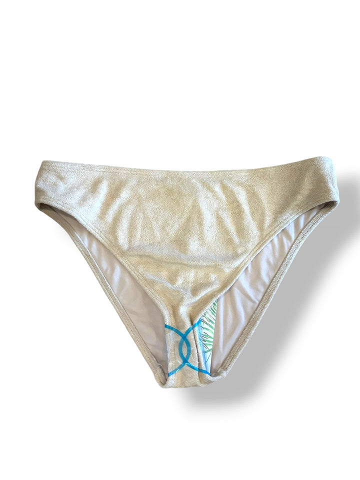 Wolf &amp; Whistle Beige Fuzzy Textured Bikini Bottom Size 10 NWT Coastal Beach
