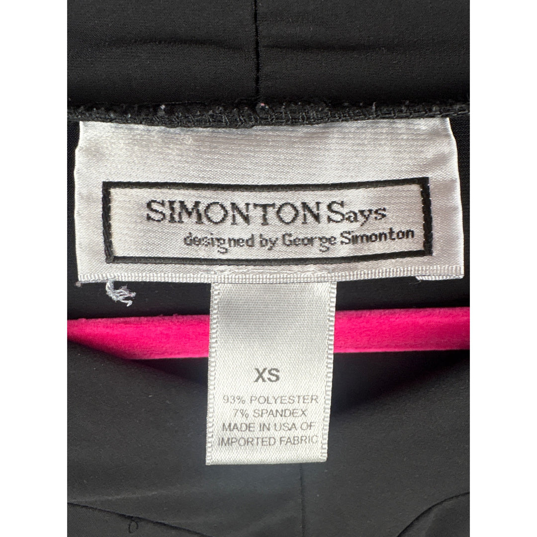 Simonton Says Black Long Sleeve Top XS Polyester Spandex Blend