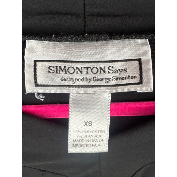 Simonton Says Black Long Sleeve Top XS Polyester Spandex Blend