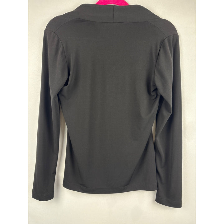 Simonton Says Black Long Sleeve Top XS Polyester Spandex Blend