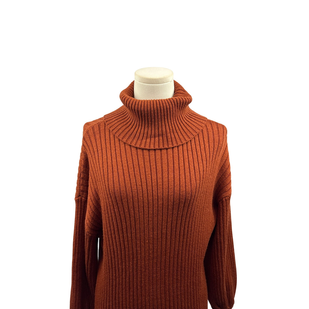 Women’s Anrabess Size Small Dark Pumpkin Turtleneck Sweater Dress