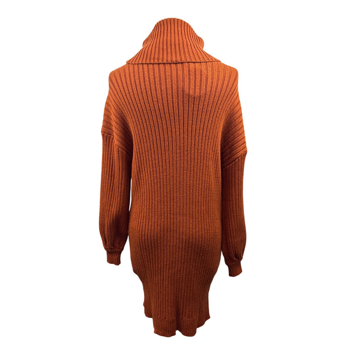 Women’s Anrabess Size Small Dark Pumpkin Turtleneck Sweater Dress