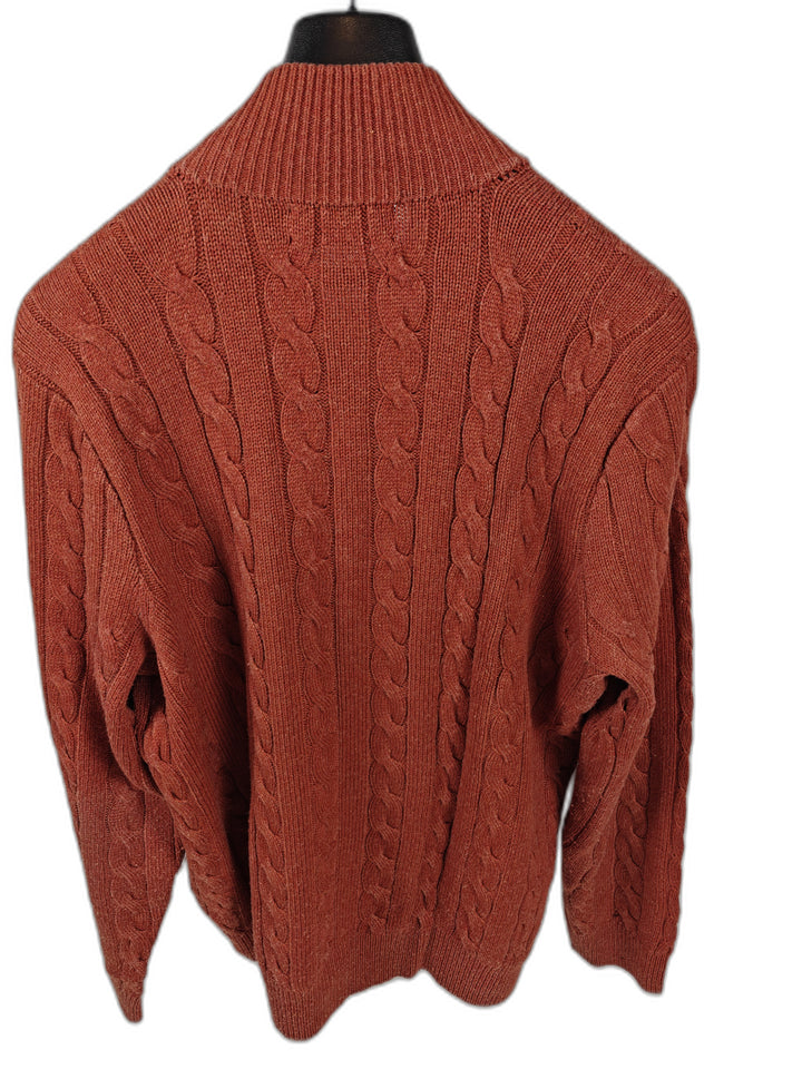 Men’s Polo Ralph Lauren Cable Knit Quarter Zip Orange XL
