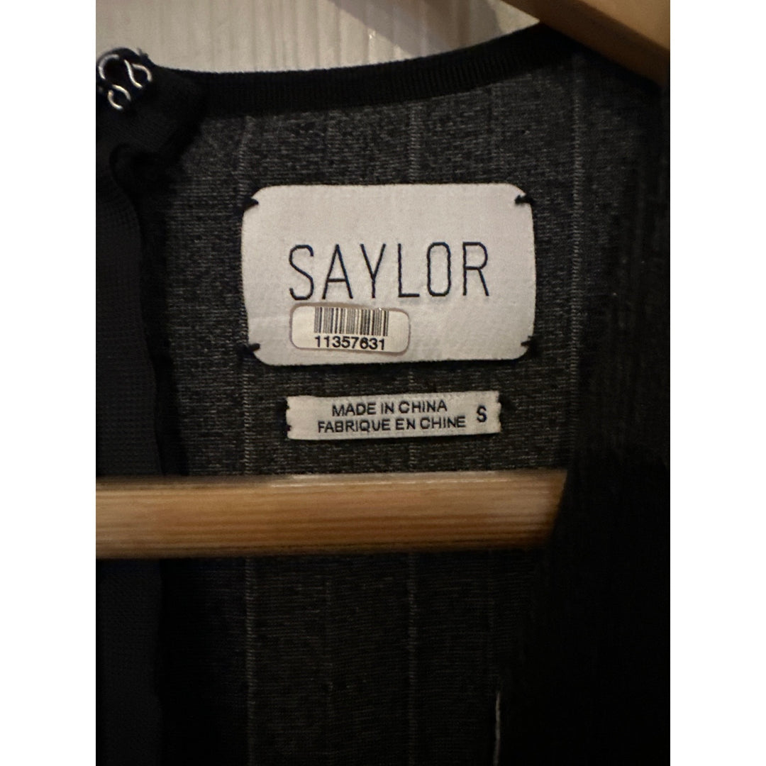 Saylor Black Pinstripe Sleeveless Ruffle Dress S