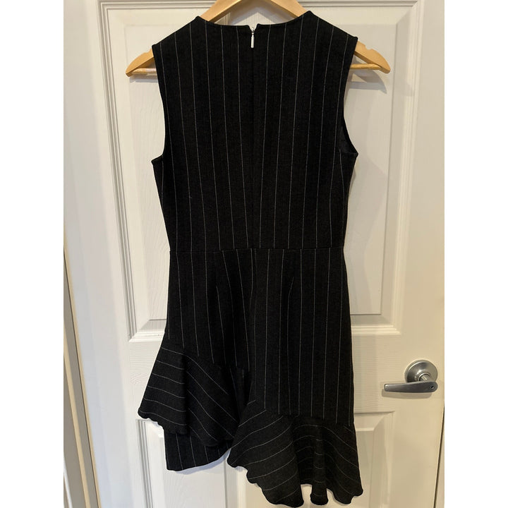 Saylor Black Pinstripe Sleeveless Ruffle Dress S