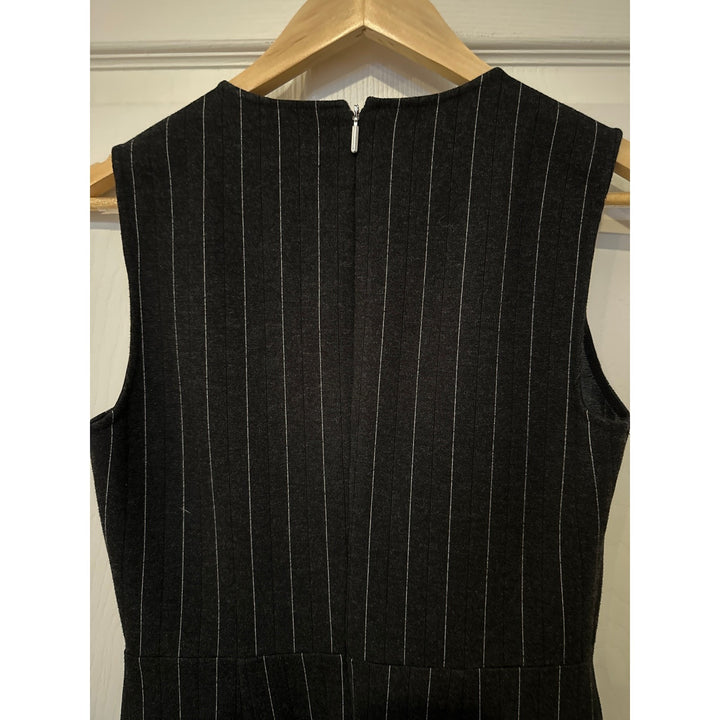 Saylor Black Pinstripe Sleeveless Ruffle Dress S