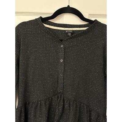 Art Class Girls Black Peplum Long Sleeve Top Size L (10/12) Textured Design