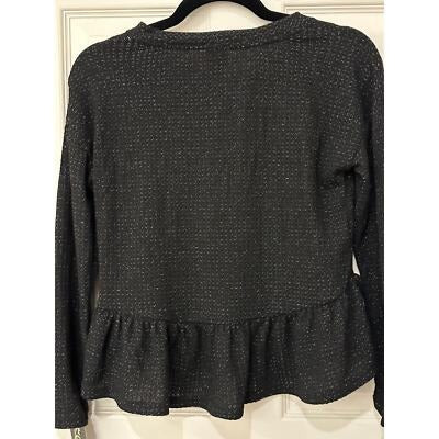 Art Class Girls Black Peplum Long Sleeve Top Size L (10/12) Textured Design