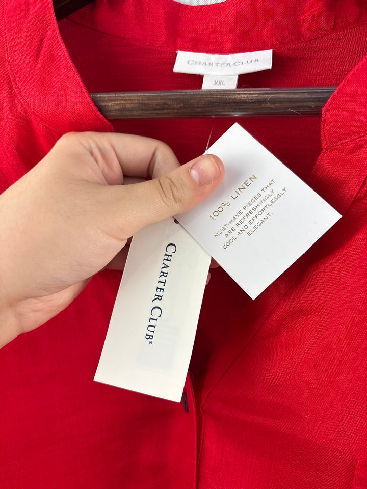 Women’s Charter Club XXL Bright Red Button Up Blouse