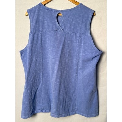 Fresh Produce Womens Sleeveless Cotton Top Blue Size XL