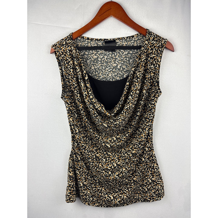 J.T.B. Sleeveless Cowl Neck Top Small Leopard Print