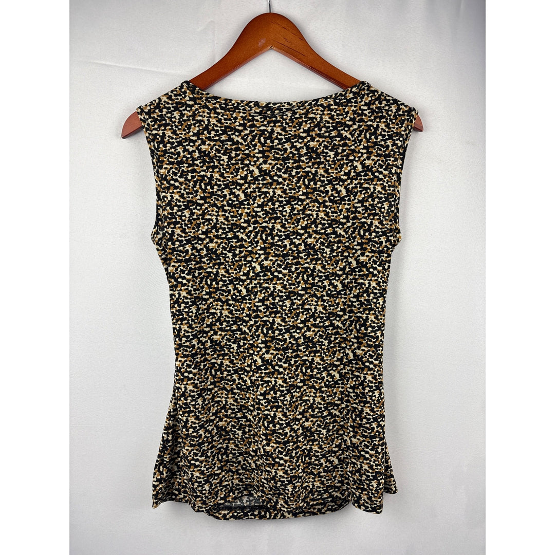 J.T.B. Sleeveless Cowl Neck Top Small Leopard Print
