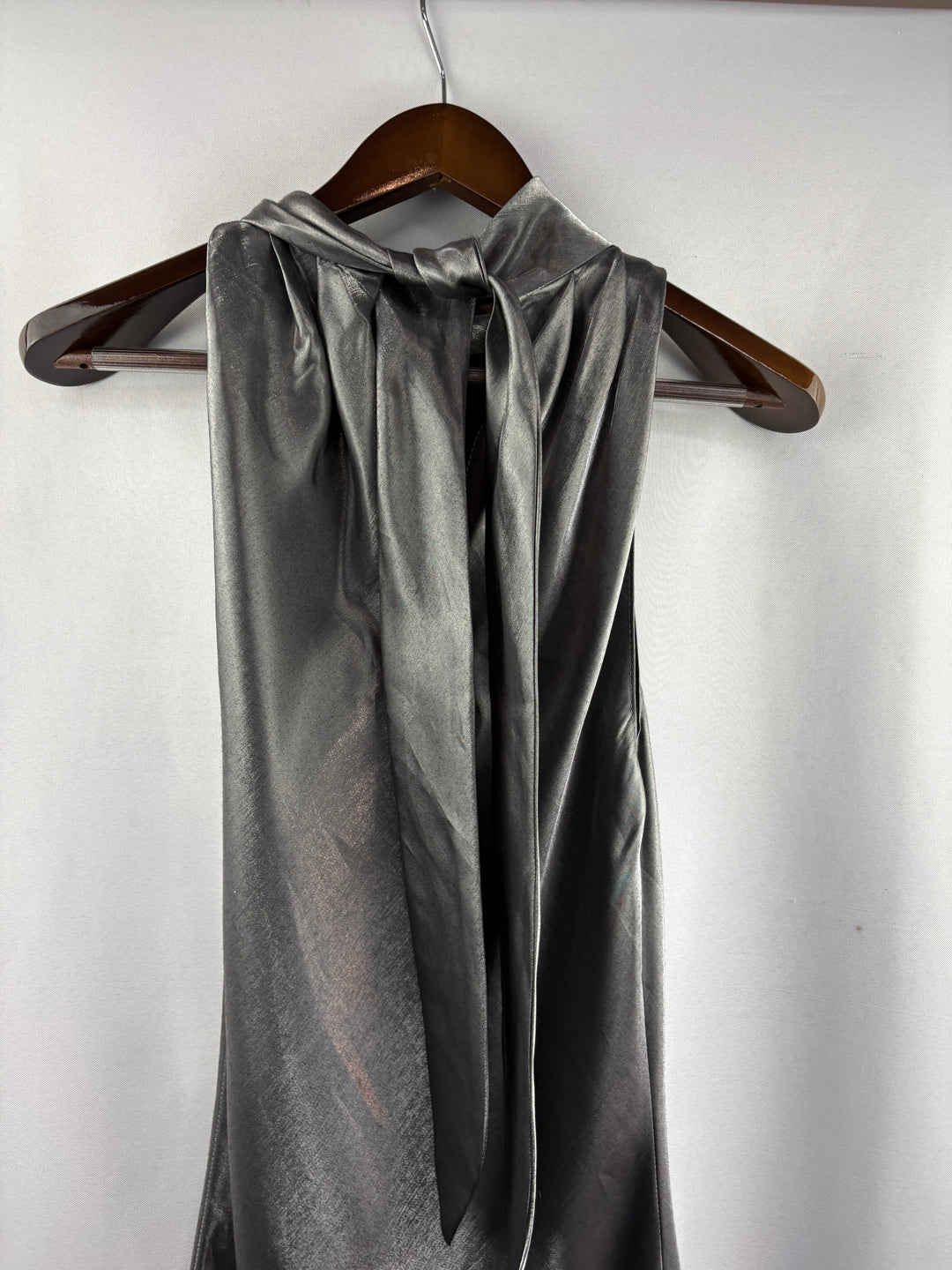 Women’s Pelicana Large Metallic Gray Sleeveless Midi Dress