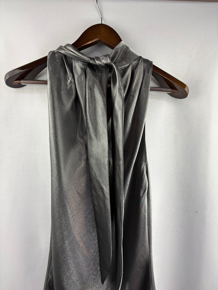 Women’s Pelicana Large Metallic Gray Sleeveless Midi Dress