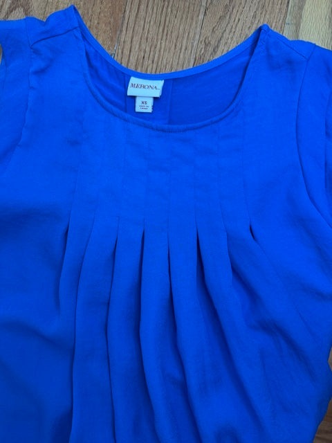 Merona Sleeveless Blue Pleated Tank SzXS