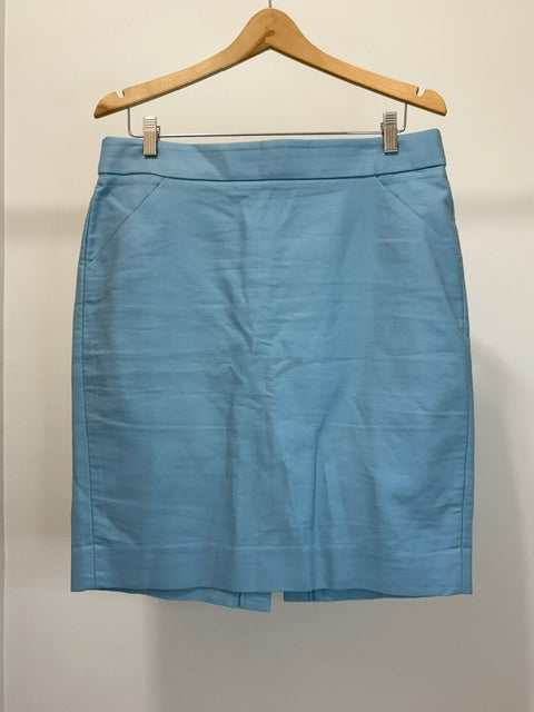 J.Crew “The Pencil Skirt” – Light Blue 100%Cotton Sz12