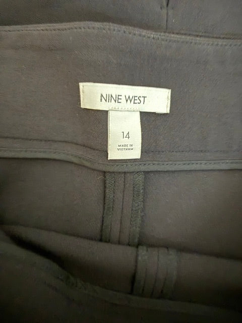 Nine West Belted Black Midi Skirt Sz14