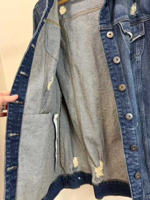 Torrid Classic Distressed Denim Jacket – Medium Wash – Sz1X (14–16)