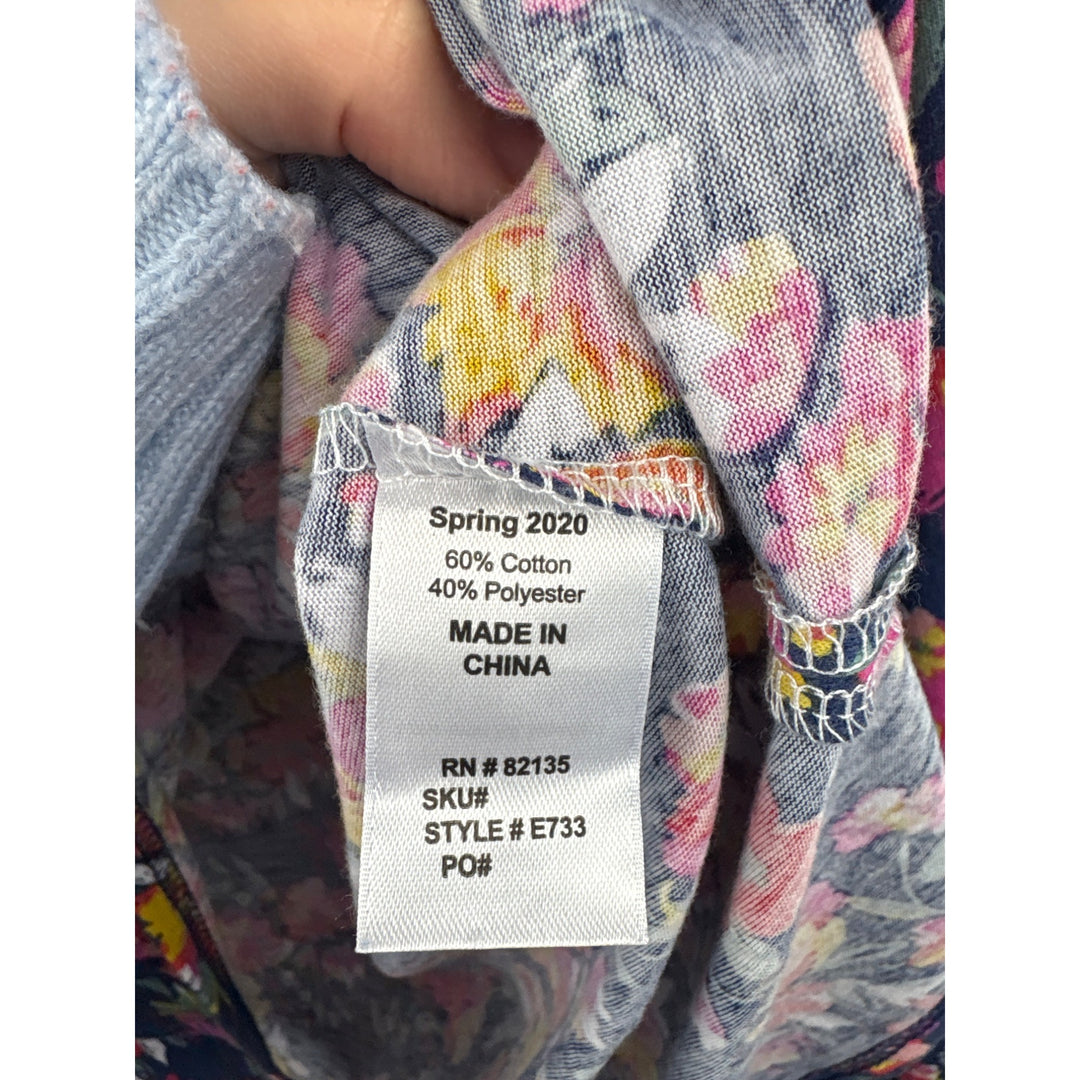 Women’s Fresh Produce 2X Blue Multicolor Floral Long Sleeve Shirt
