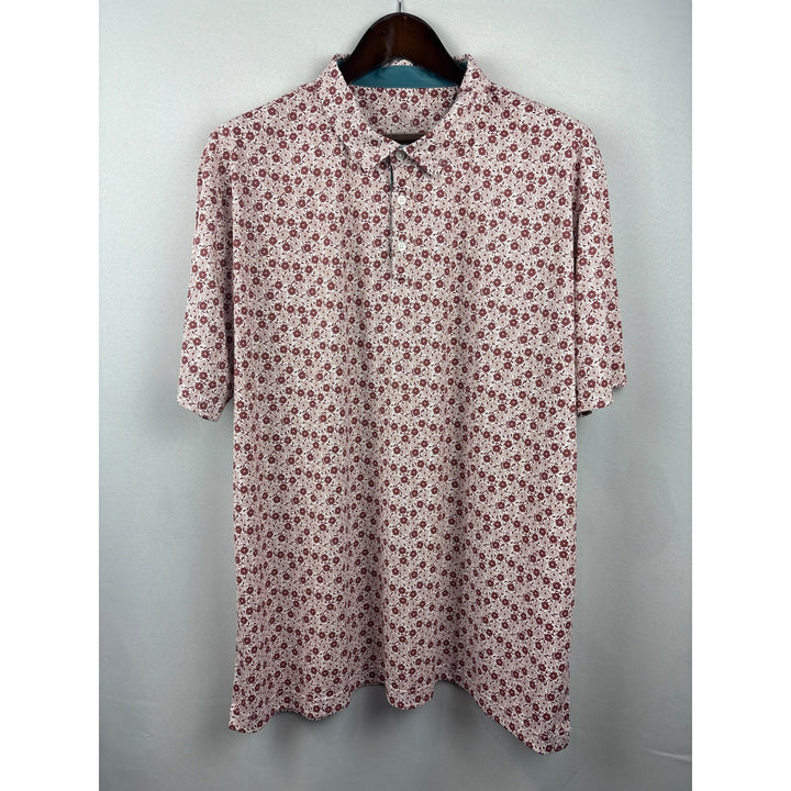 Men’s Swannies 2XL White with Red Floral Patterned Golf Shirt