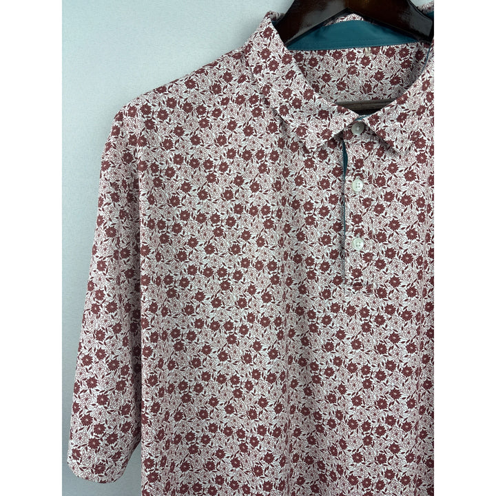 Men’s Swannies 2XL White with Red Floral Patterned Golf Shirt