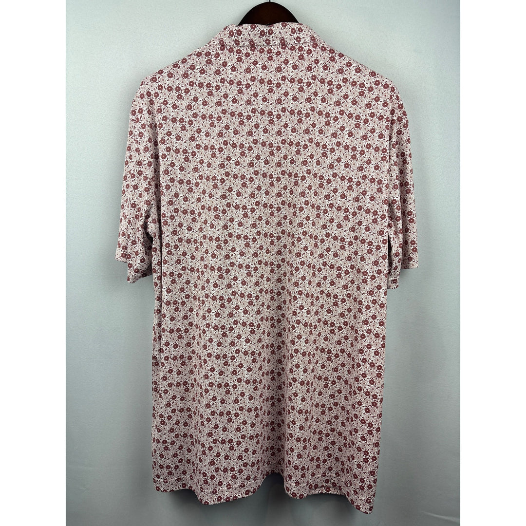 Men’s Swannies 2XL White with Red Floral Patterned Golf Shirt