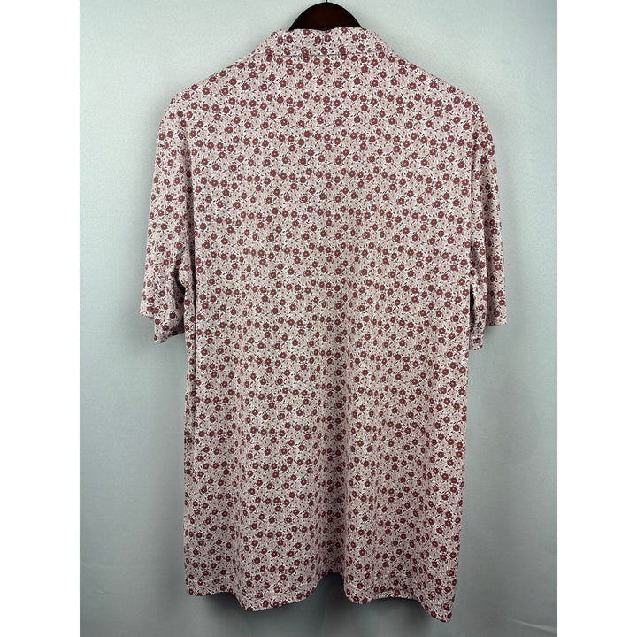 Men’s Swannies 2XL White with Red Floral Patterned Golf Shirt