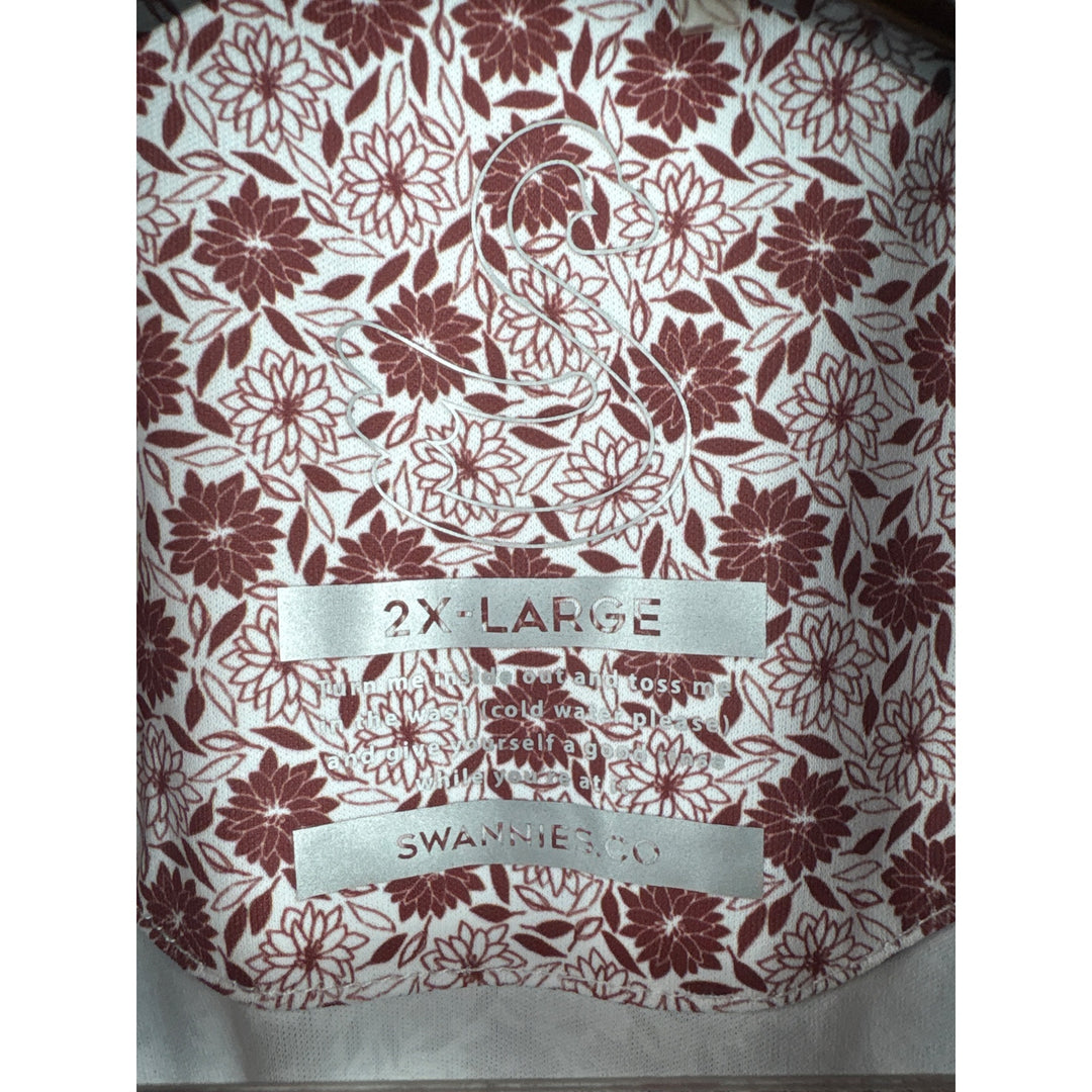 Men’s Swannies 2XL White with Red Floral Patterned Golf Shirt