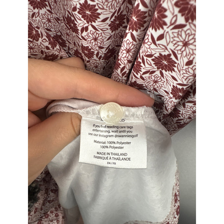 Men’s Swannies 2XL White with Red Floral Patterned Golf Shirt