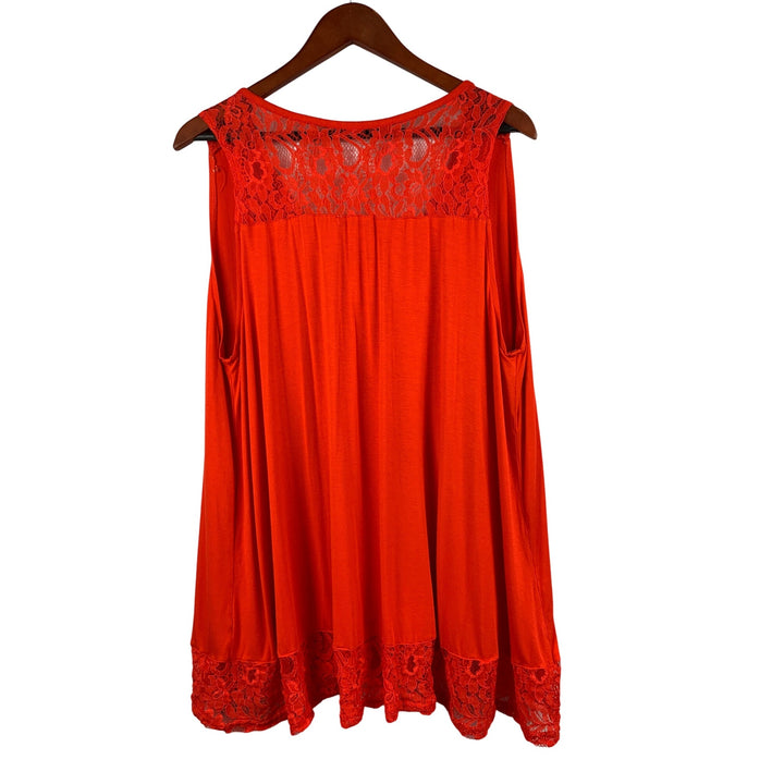 American Rag Cie Womens Red Sleeveless Lace Top 1X Rayon/Spandex