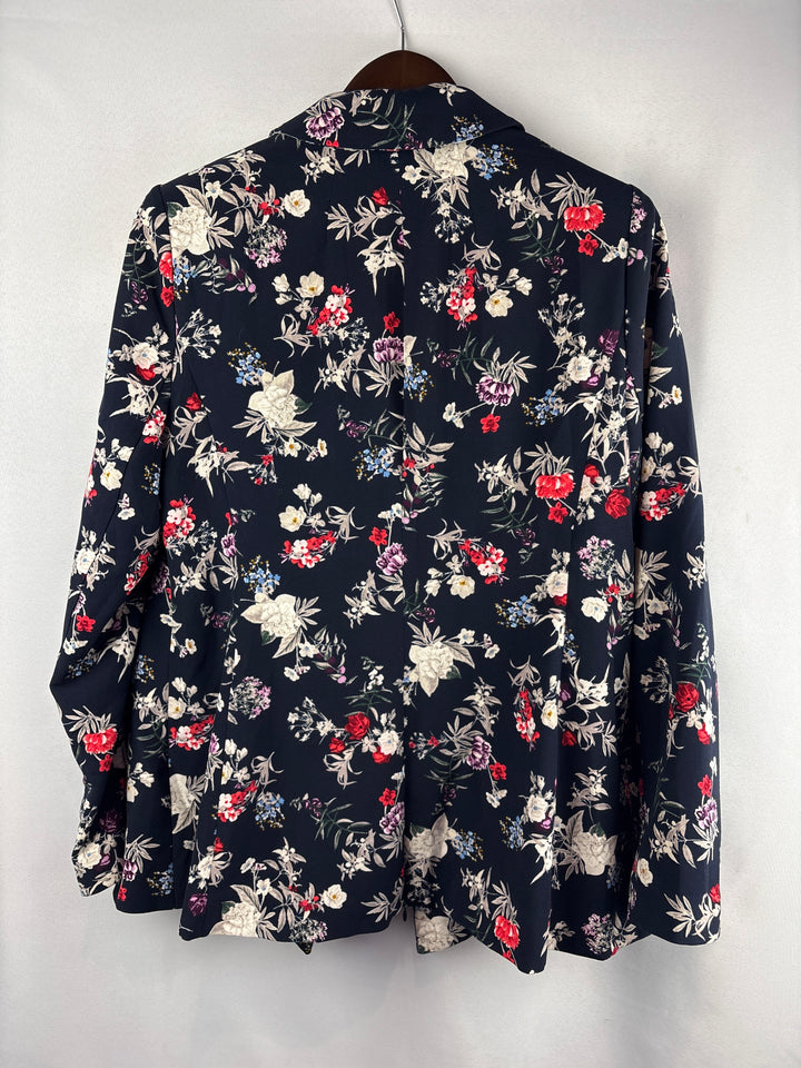 Women’s Lane Bryant Size 16 Navy Blue Floral Blazer