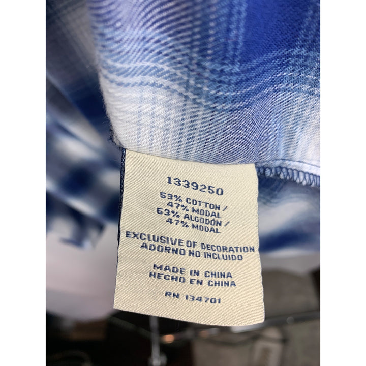 Boston Traders Womens Blue Plaid Long Sleeve Shirt M Cotton/Modal