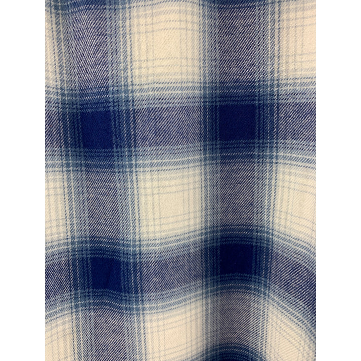 Boston Traders Womens Blue Plaid Long Sleeve Shirt M Cotton/Modal