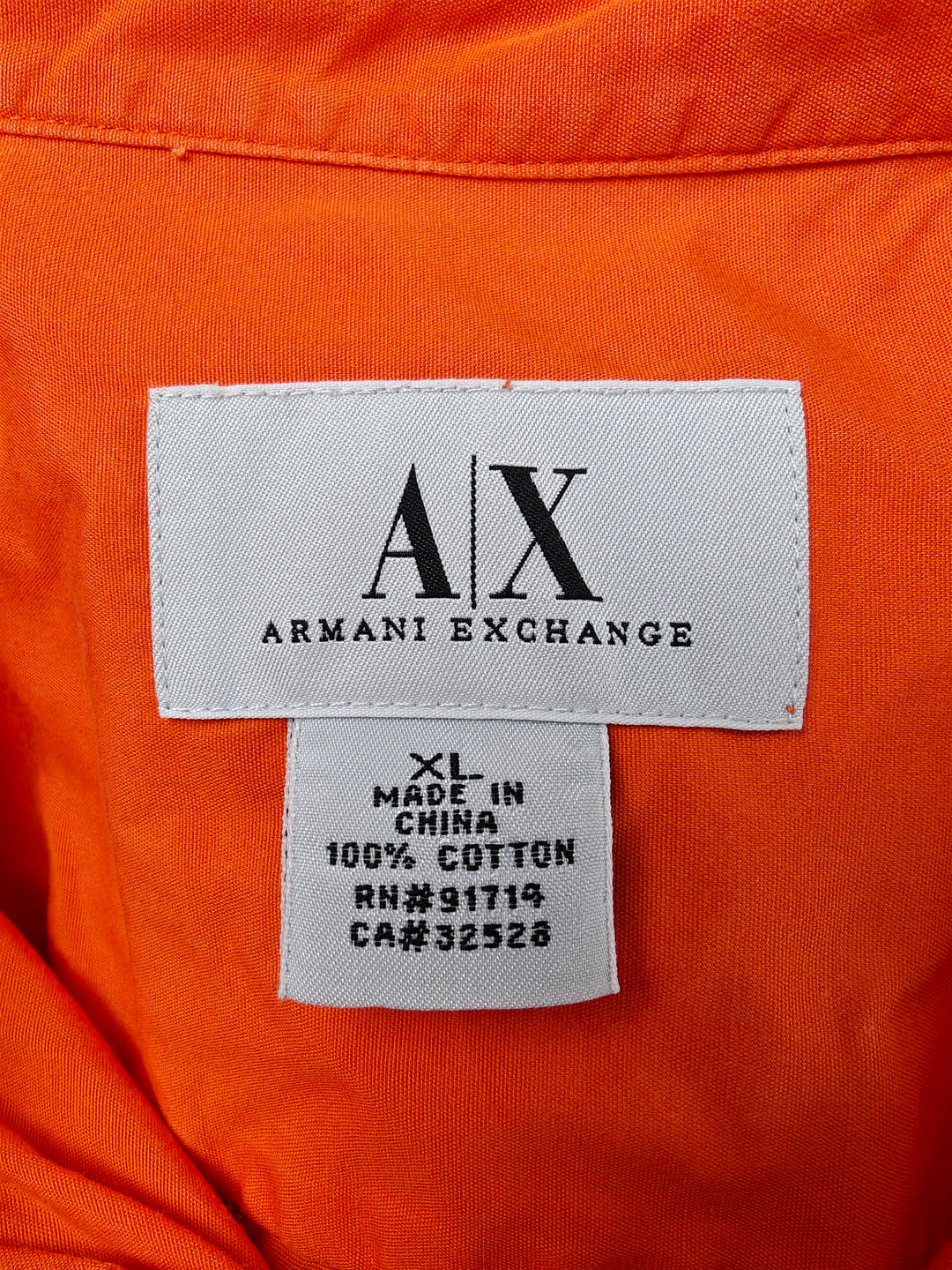 Men’s A|X Armani Exchange Short Sleeve Shirt Orange XL