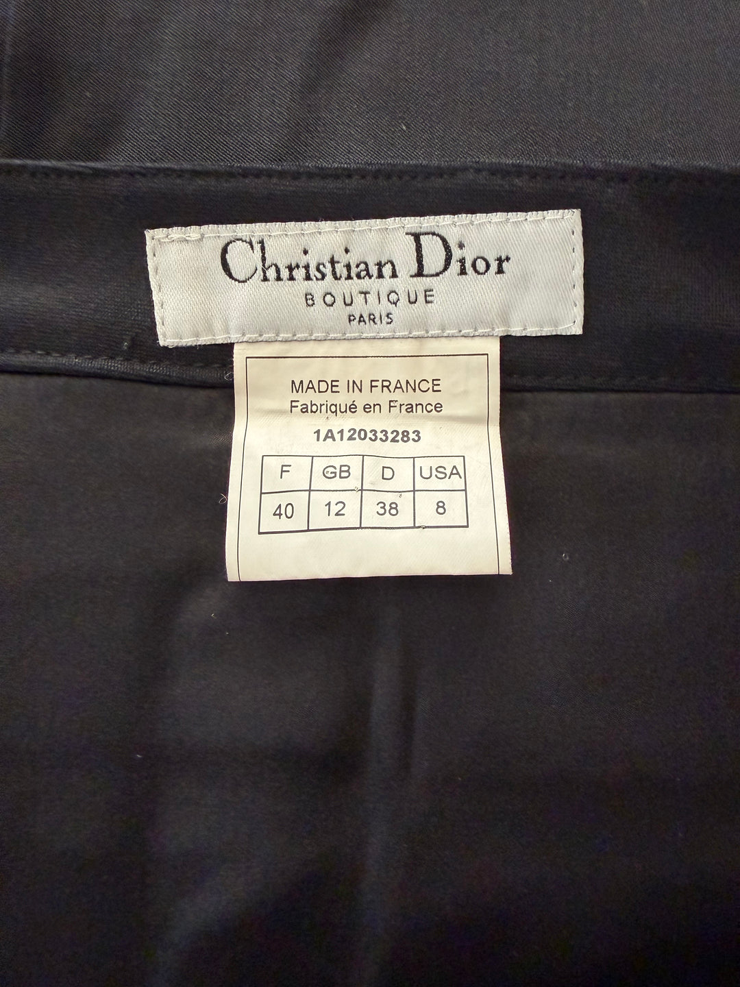 Christian Dior Boutique Galliano FW01 Black Asymmetric Zip Wool Skirt FR40