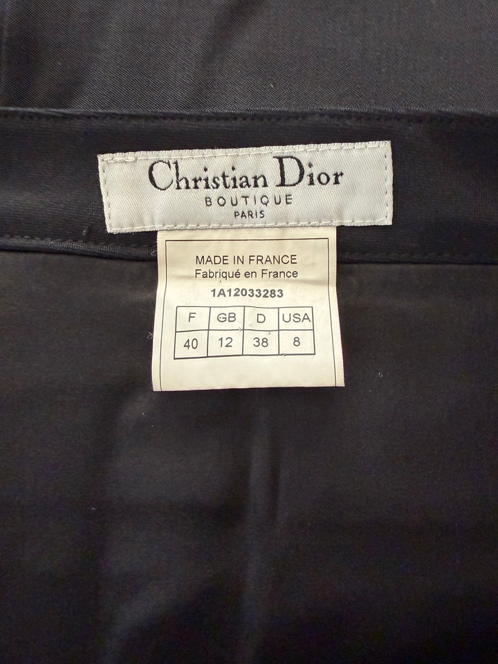 Christian Dior Boutique Galliano FW01 Black Asymmetric Zip Wool Skirt FR40