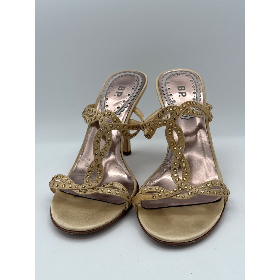 B.P. Womens Size 7 Beige Studded High Heel Sandals
